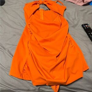Elegant Backless Orange Dress